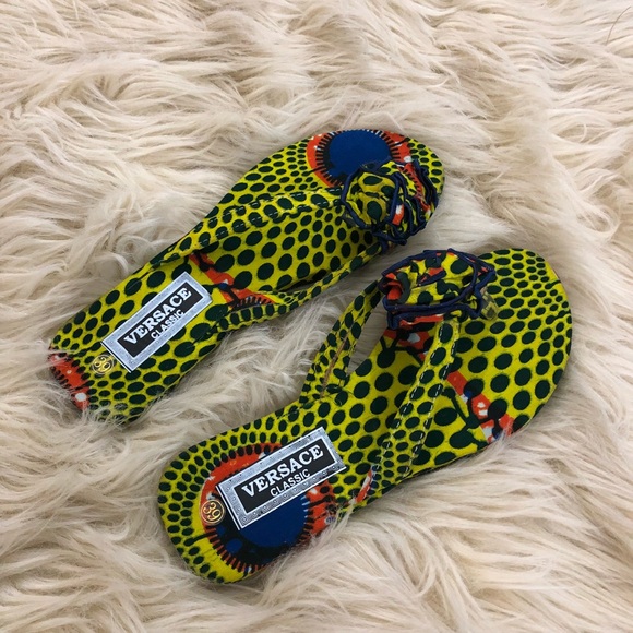 Versace 'Classic' colorful flip flop sandals - Picture 2 of 5